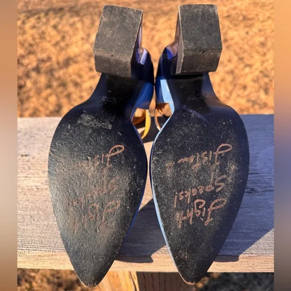 John Fluevog Blue Modern Living Slant Heels with Ankle Strap Women’s Size 8 - Picture 5 of 5